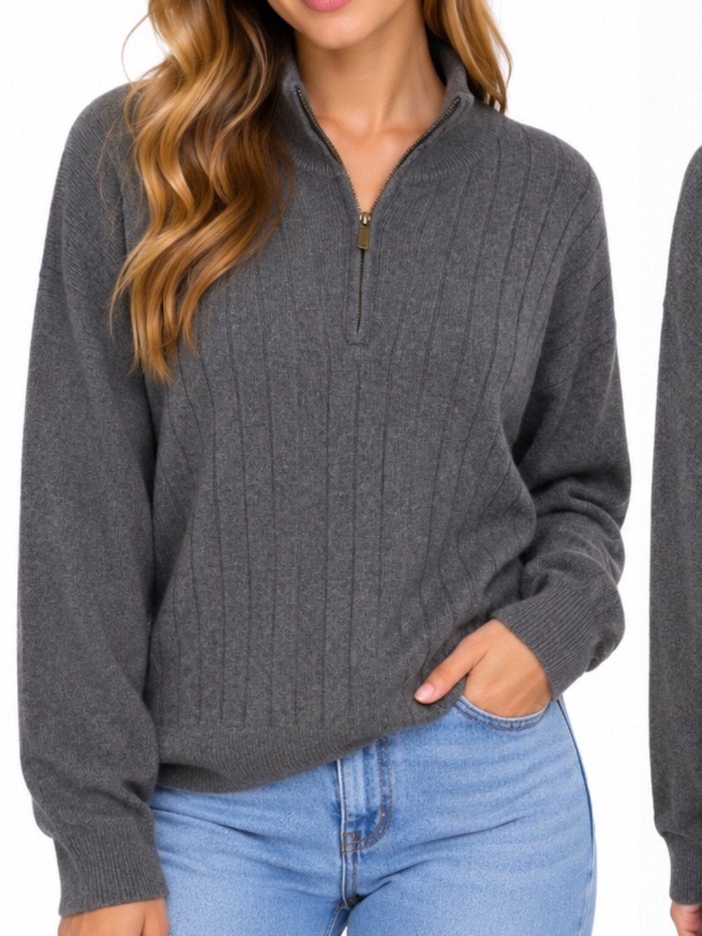 Vintage Tasso Elba 100% cashmere quarter zip sweater XL